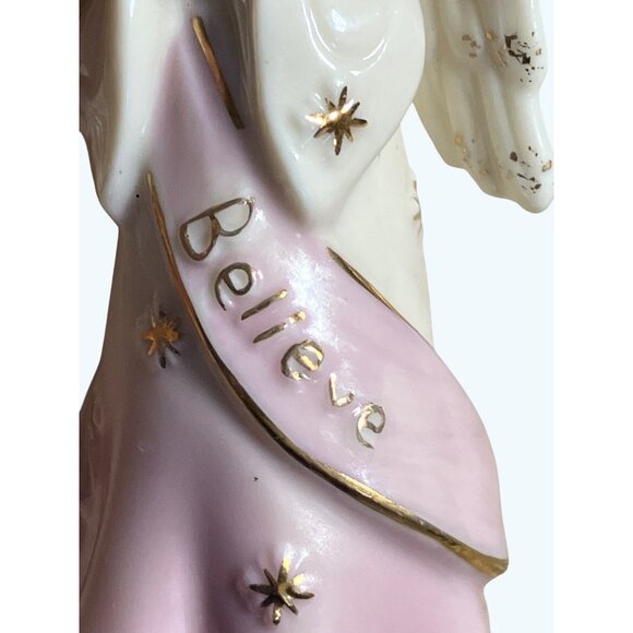 Lenox "Believe" Porcelain Angel Christmas Ornament White & Pink - Picture 6 of 10